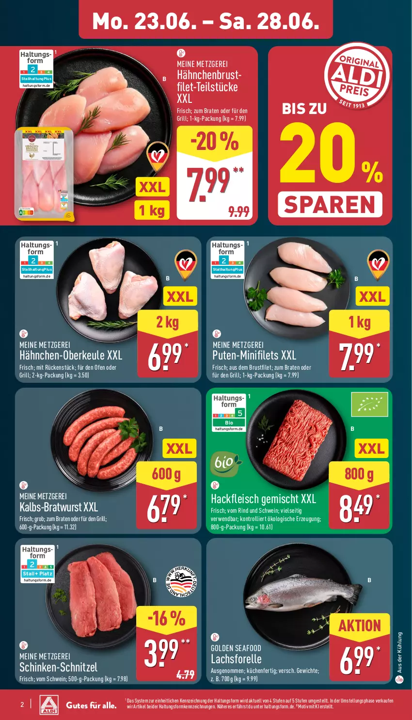 Aktueller Prospekt Aldi Nord - Von Montag - von 23.06 bis 28.06.2025 - strona 6 - produkty: bio, braten, bratwurst, brustfilet, eis, elle, filet, filets, fleisch, forelle, grill, hackfleisch, hähnchenbrust, küche, Küchen, lachs, Ofen, pute, rel, rind, rwe, schinken, schnitzel, schwein, Ti, trolli, wein, wurst