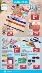 Gazetka promocyjna Aldi Nord - Von Montag - Gazetka - ważna od 28.06 do 28.06.2025 - strona 20 - produkty: Bau, baumwolle, Brille, buch, Cap, dell, elle, gin, Kinder, kissen, leine, Maske, Mode, ndk, papier, perlen, reine baumwolle, Ria, ring, rwe, strandtasche, strandtuch, Tasche, Ti, tragegriff, tuc, up2fashion, wasser, wolle, ZTE