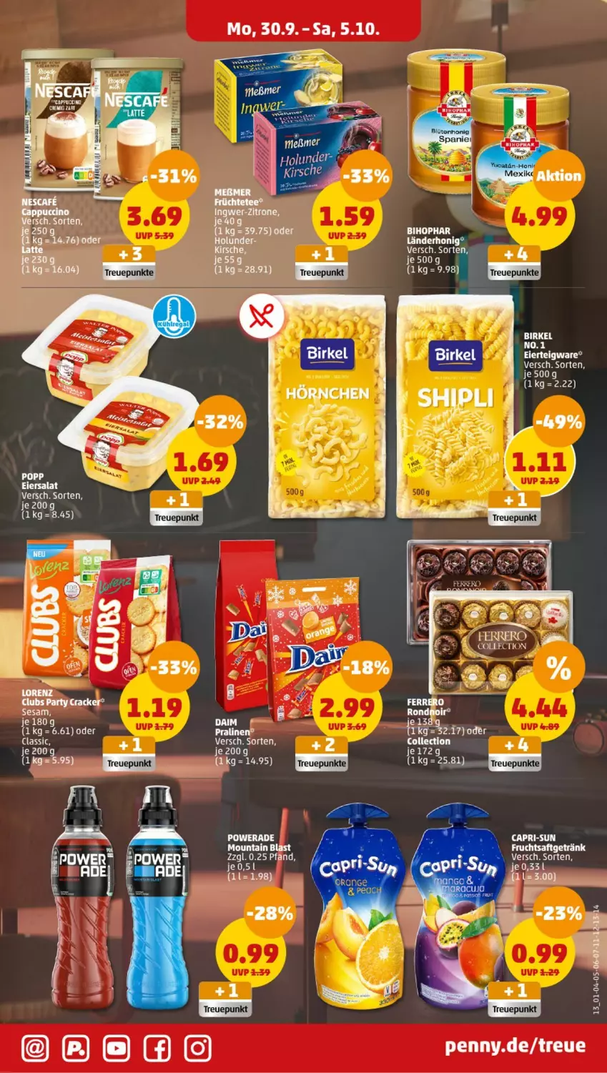 Aktueller Prospekt Penny - Prospekte - von 30.09 bis 05.10.2024 - strona 13 - produkty: bihophar, birkel, cracker, daim, eier, ferrero, honig, lorenz, olsen, pralinen, Ti