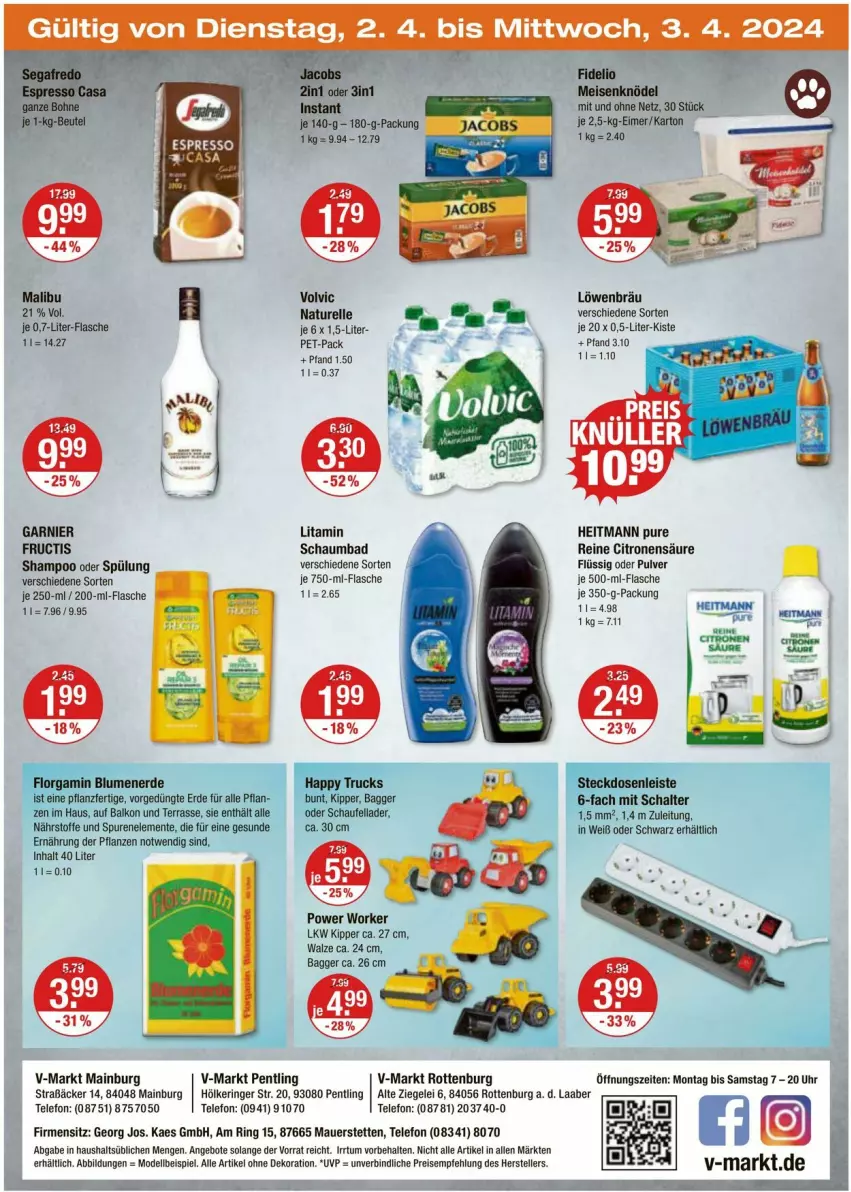 Aktueller Prospekt Vmarkt - Prospekte - von 28.03 bis 03.04.2024 - strona 28 - produkty: alle artikel ohne dekoration, angebot, angebote, auer, Bad, dekoration, dell, eimer, eis, elle, ente, flasche, fructis, garnier, heitmann, kaes, Knödel, Malibu, Meisenknödel, Mode, natur, pflanze, pflanzen, reis, rel, ring, Schal, schaumbad, shampoo, shampoo oder spülung, spülung, telefon, teller, Ti, uhr, volvic