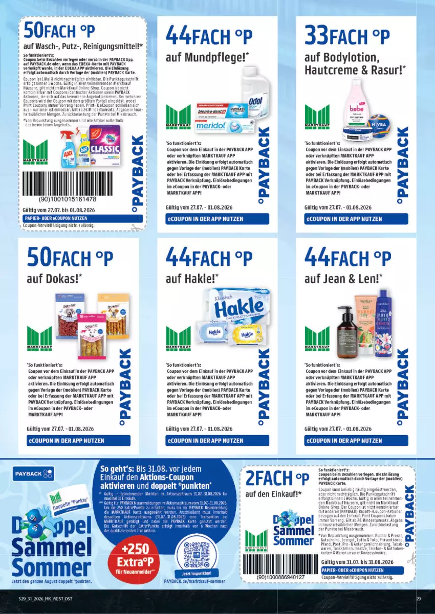 Aktueller Prospekt Marktkauf - Prospekt - von 26.07 bis 01.08.2026 - strona 29 - produkty: angebot, auto, Bau, body, bodylotion, coupon, coupons, creme, deka, eier, elle, erde, gutschein, gutscheine, hakle, LG, Lotion, milch, payback, Rauch, Reinigung, Reinigungsmittel, Sofa, tee, telefon, Ti, tisch, Yo
