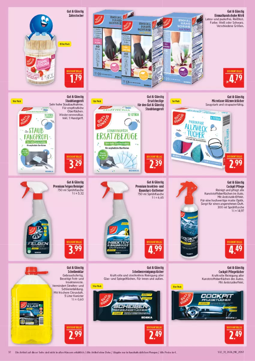 Aktueller Prospekt Marktkauf - Prospekt - von 26.07 bis 01.08.2026 - strona 32 - produkty: Allzwecktücher, auto, Bau, citrus, deka, eis, felgen, flasche, handschuhe, kraft, LG, Rauch, reifen, reiniger, Reinigung, reinigungstücher, reis, rwe, schuhe, sekt, spiegel, sprühflasche, Ti, tuc, tücher, weck, Yo