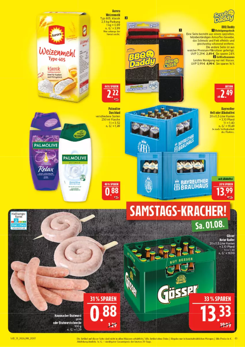 Aktueller Prospekt Marktkauf - Prospekt - von 26.07 bis 01.08.2026 - strona 43 - produkty: bratwurst, Hausmacher, kracher, mac, olive, palmolive, wurst