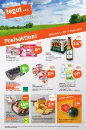 Gazetka promocyjna Tegut - Angebote der Woche - Gazetka - ważna od 19.08 do 19.08.2023 - strona 1 - produkty: alkohol, angebot, angebote, appenzeller, Bau, Becher, beere, beeren, beutel, bio, bioland, dekoration, eis, elle, emmentaler, flasche, fleisch, frucht, fruchtgummi, getränk, getränke, hähnchenschenkel, hartkäse, heidelbeere, heidelbeeren, henkel, joghur, joghurt, Käse, katjes, melone, melonen, milch, mini wassermelonen, natur, pils, pilsener, reis, sahne, Sahnejoghurt, Schal, Schale, schenkel, Soda, Ti, veltins, veltins pilsener, waschmittel, wasser, wassermelone, wassermelonen, zott