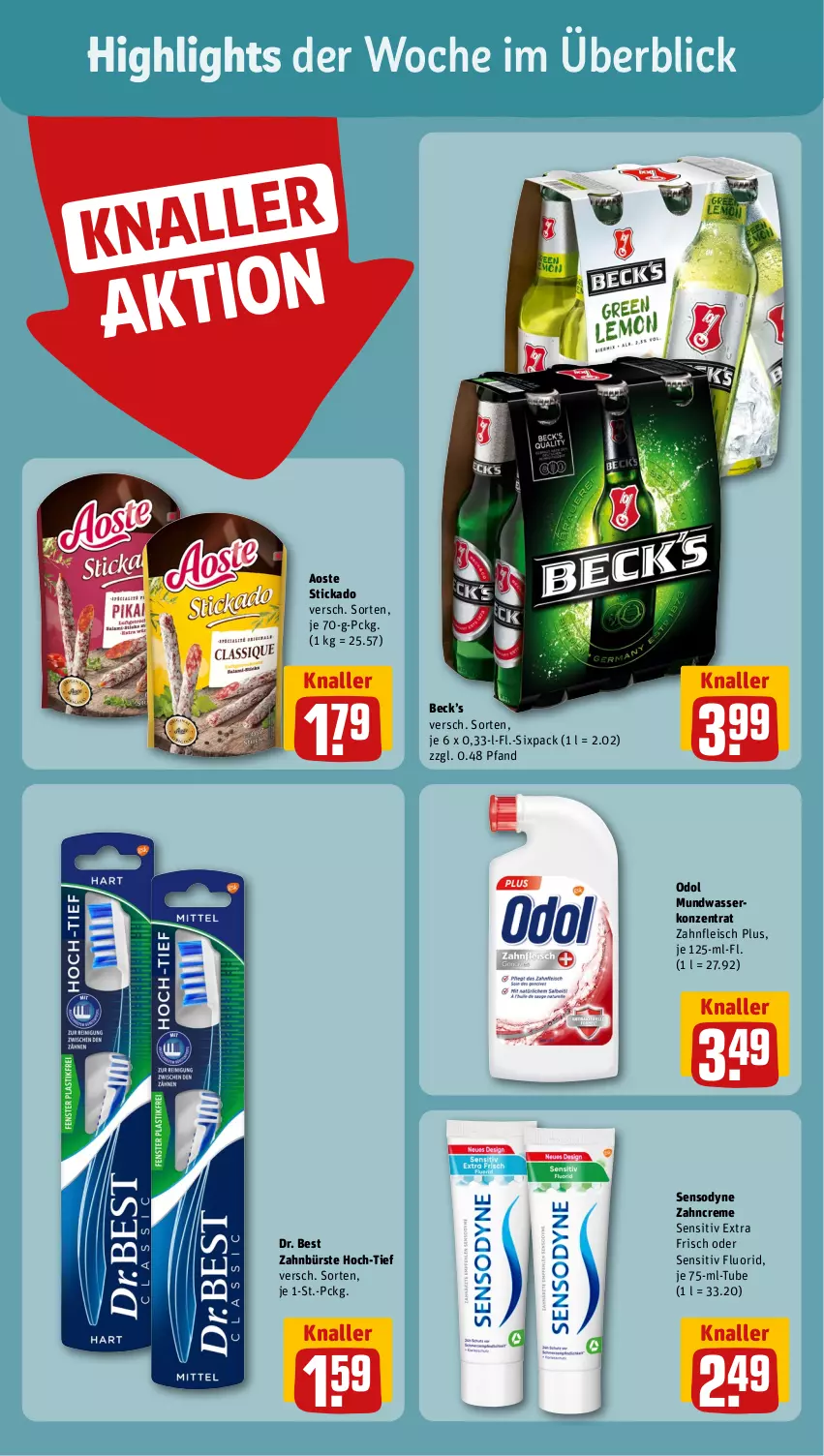 Aktueller Prospekt Rewe - Prospekte - von 22.01 bis 27.01.2024 - strona 2 - produkty: aoste stickado, bürste, creme, Dr. Best, eis, fleisch, mundwasser, Odol, sensodyne, stickado, Ti, wasser, zahnbürste, zahncreme