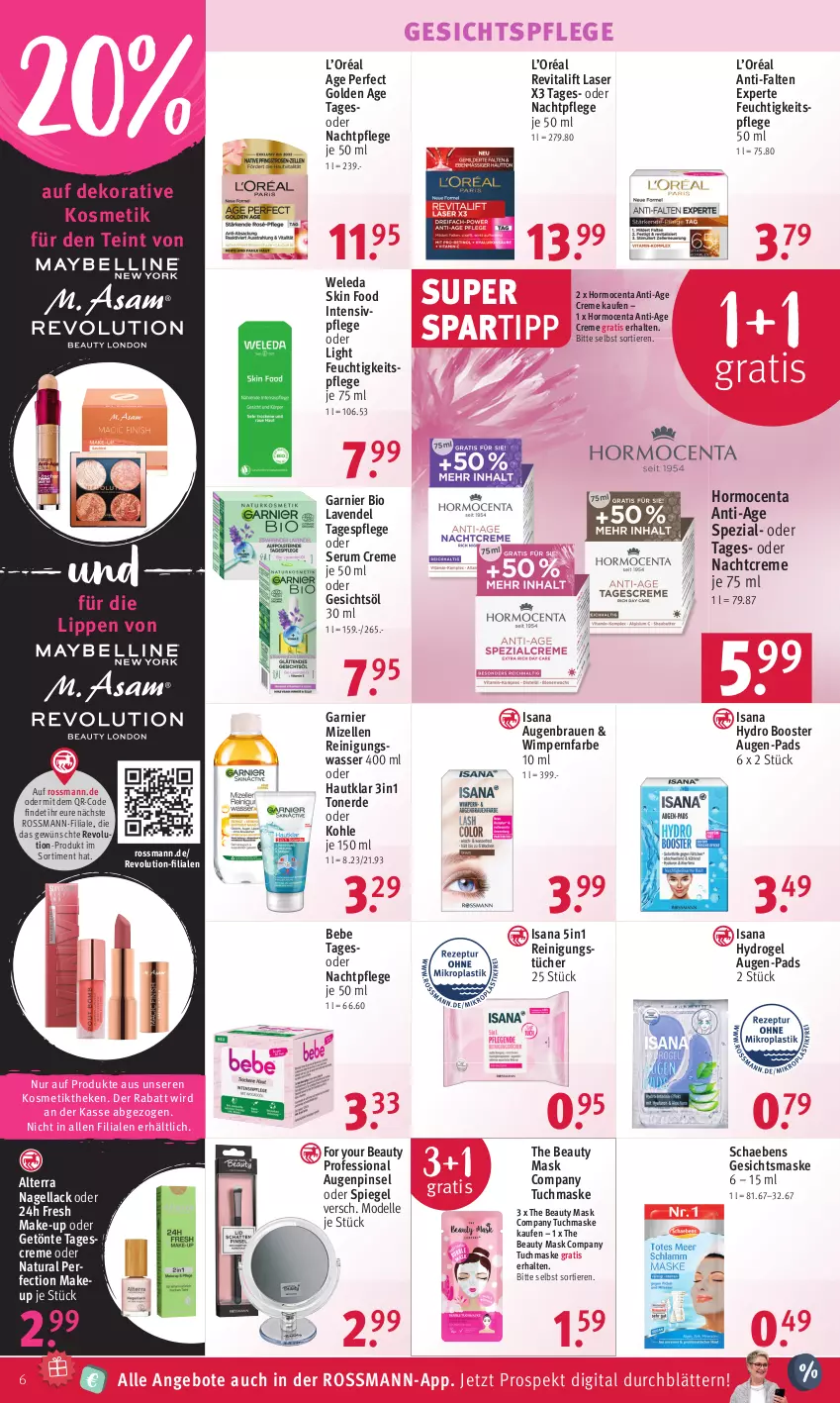 Aktueller Prospekt Rossmann - Prospekte - von 29.08 bis 02.09.2022 - strona 6 - produkty: alterra, angebot, angebote, anti-falten experte, Bebe, bio, creme, dell, elle, erde, feuchtigkeitspflege, For Your Beauty, garnier, Gesichtsmaske, Gesichtsöl, gesichtspflege, gsw, isana, kosmetik, lack, lavendel, Make-up, Maske, mizellen, Mizellen Reinigungswasser, Mode, nachtcreme, nachtpflege, Nagellack, natur, natura, Pinsel, Reinigung, reinigungstücher, Revital, revitalift, rum, sana, Schaebens, Serum, spartipp, Spezi, spiegel, tagescreme, Tagespflege, Ti, Tiere, Toner, tuc, tücher, tuchmaske, vita, wasser, weleda, Yo