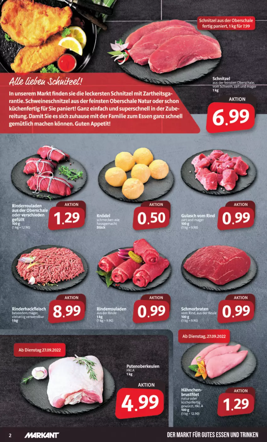 Aktueller Prospekt Markant - Prospekte - von 26.09 bis 01.10.2022 - strona 2 - produkty: eis, gutes essen, küche, Küchen, mac, natur, Schal, Schale, schnitzel, schwein, schweine, schweineschnitzel, Ti, wein, weine