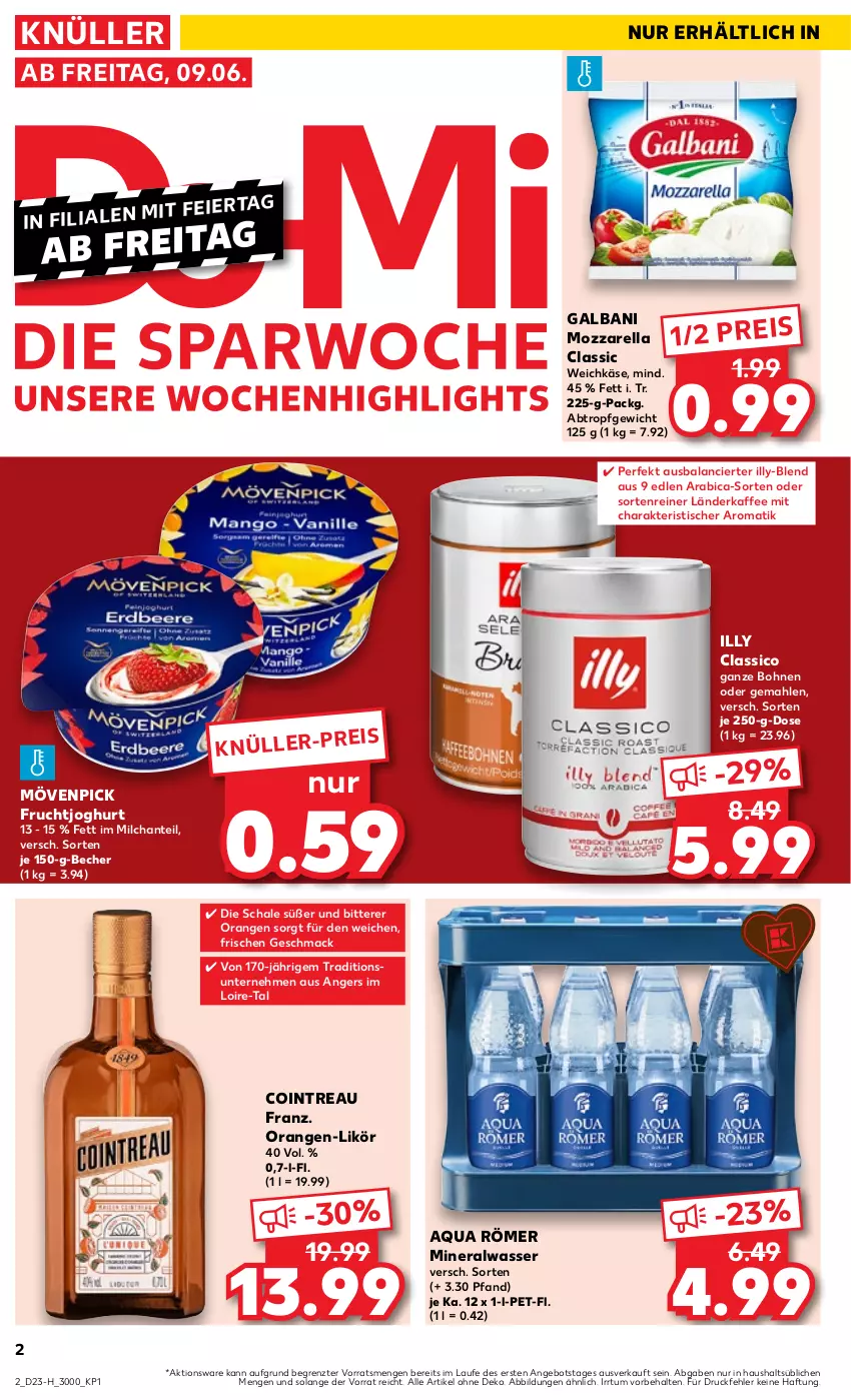 Aktueller Prospekt Kaufland - Extra-Angebote - von 08.06 bis 14.06.2023 - strona 2 - produkty: Alwa, angebot, aqua, Becher, bohne, bohnen, classico, eier, eis, frucht, fruchtjoghurt, galbani, joghur, joghurt, kaffee, Käse, likör, mac, milch, mineralwasser, mövenpick, mozzarella, orange, orangen, reis, rel, Schal, Schale, Ti, tisch, usb, wasser, weichkäse, ZTE