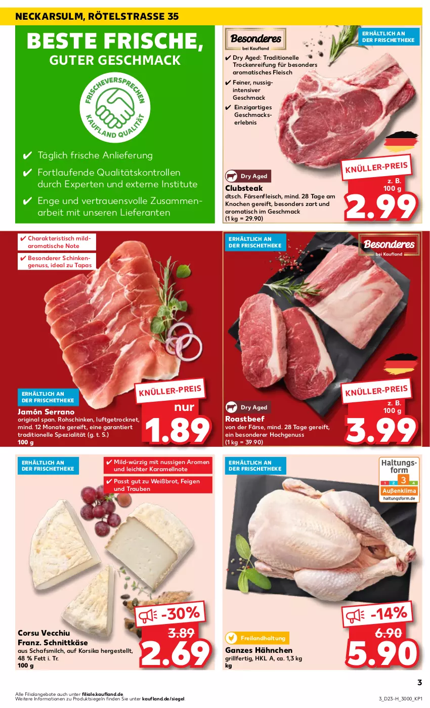 Aktueller Prospekt Kaufland - Extra-Angebote - von 08.06 bis 14.06.2023 - strona 3 - produkty: angebot, angebote, beef, brot, eis, elle, Feigen, fleisch, gin, grill, jamón serrano, karamell, Käse, Laufen, mac, milch, nuss, roastbeef, rohschinken, schinken, schnittkäse, senf, serrano, Spezi, steak, Tapas, Ti, tisch, trauben