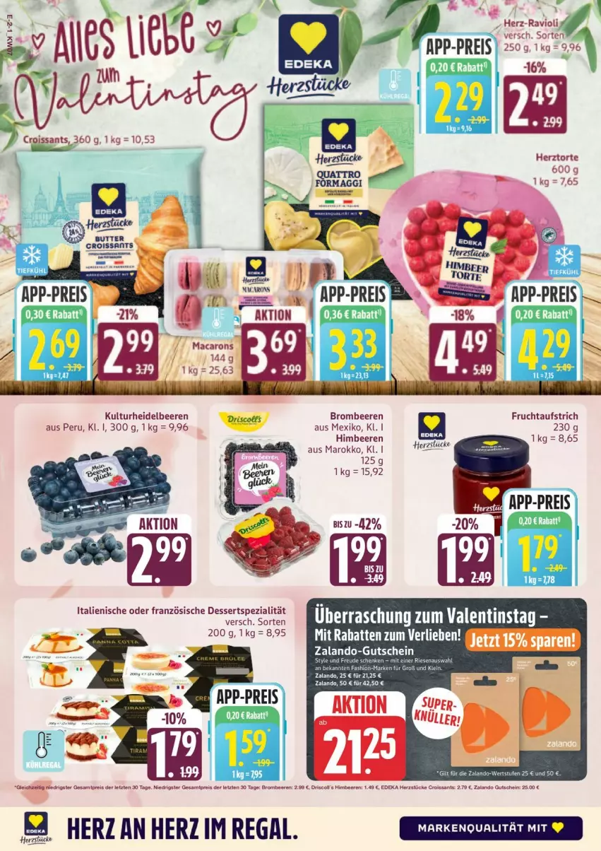 Aktueller Prospekt Edeka - Prospekte - von 09.02 bis 14.02.2026 - strona 2 - produkty: aufstrich, beere, beeren, brombeere, brombeeren, eis, frucht, fruchtaufstrich, gutschein, heidelbeere, heidelbeeren, himbeer, himbeere, himbeeren, mac, Macarons, regal, reis, Ti, Wanne