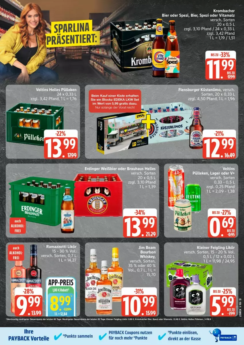 Aktueller Prospekt Edeka - Prospekte - von 09.02 bis 14.02.2026 - strona 23 - produkty: bier, coupon, coupons, eis, elle, kleiner feigling, krombache, krombacher, lack, leine, likör, malz, payback, reis, Spezi, Ti, veltins, vita, vitamalz, ZTE