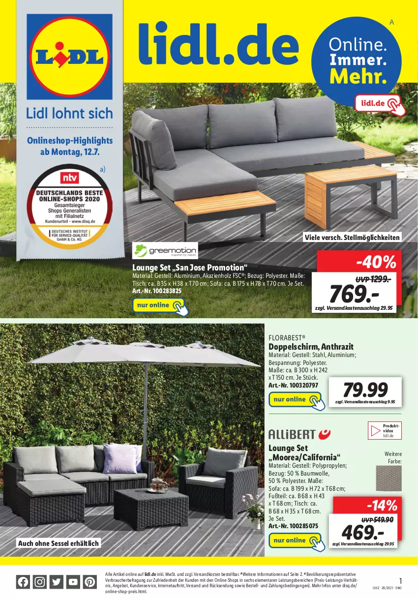 Aktueller Prospekt Lidl - Aktuelle Onlineshop-Highlights - von 12.07 bis 18.07.2021 - strona 1