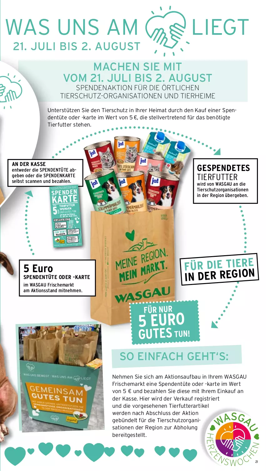 Aktueller Prospekt Wasgau - von 21.07 bis 26.07.2025 - strona 21 - produkty: arla, Bau, erde, mac, Ti, Tiere, Tüte