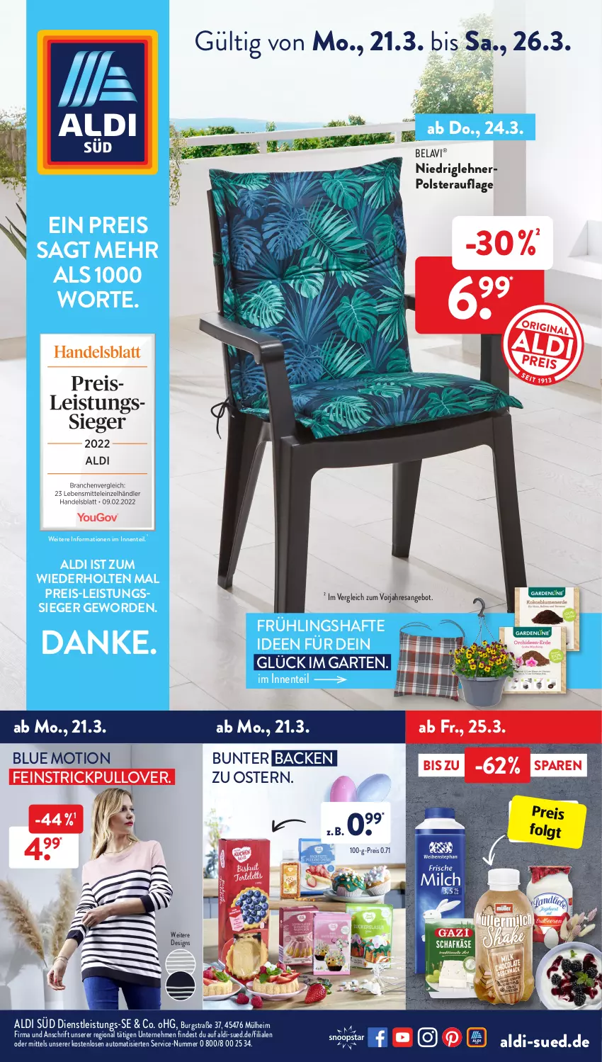 Aktueller Prospekt AldiSud - ALDI Aktuell - von 21.03 bis 26.03.2022 - strona 1 - produkty: aldi, angebot, auto, eis, ente, Garten, LG, Pullover, reis, resa, Strickpullover, Ti