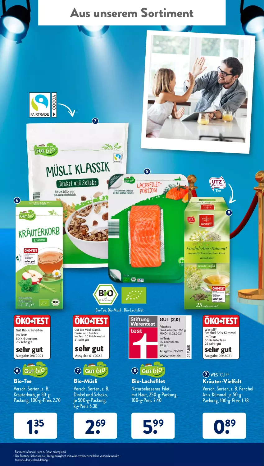 Aktueller Prospekt AldiSud - ALDI Aktuell - von 21.03 bis 26.03.2022 - strona 35 - produkty: aldi, asti, bio, eis, Elan, erde, fenchel, filet, früchte, Hela, kakao, korb, kräuter, lachs, lachsfilet, müsli, natur, reis, schoko, tee, Ti