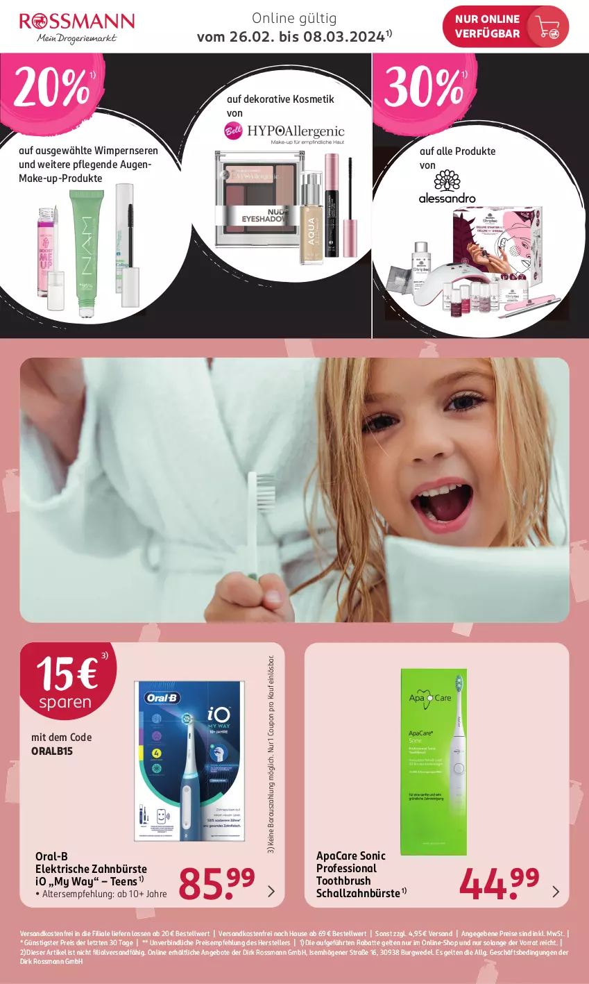 Aktueller Prospekt Rossmann - Prospekte - von 26.02 bis 08.03.2024 - strona 3 - produkty: angebot, angebote, bürste, coupon, eis, elektrische zahnbürste, elle, kosmetik, LG, Make-up, ndk, oral-b, oralb, reis, Schal, schallzahnbürste, tee, teller, Ti, versandkostenfrei, wedel, zahnbürste, ZTE