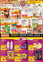 Gazetka promocyjna Norma - Norma - Gazetka - ważna od 04.07 do 04.07.2022 - strona 5 - produkty: ball, beutel, braten, butter, cachaça, Cashew, cola, deo, deo spray, doppelkorn, drink, eis, eiswürfel, erdnuss, Erdnussbutter, flasche, französischer weichkäse, frucht, fruchtgummi, gin, goldbären, honig, karamell, Käse, kokos, Kokoswasser, korn, kühlregal, liqueur, mandel, mandeln, milch, mojito, natur, nuss, pasta, Pastagericht, pistazien, regal, rel, saft, sahne, salz, sim, Ti, walnuss, walnusskerne, wasser, weichkäse, Wild, würfel