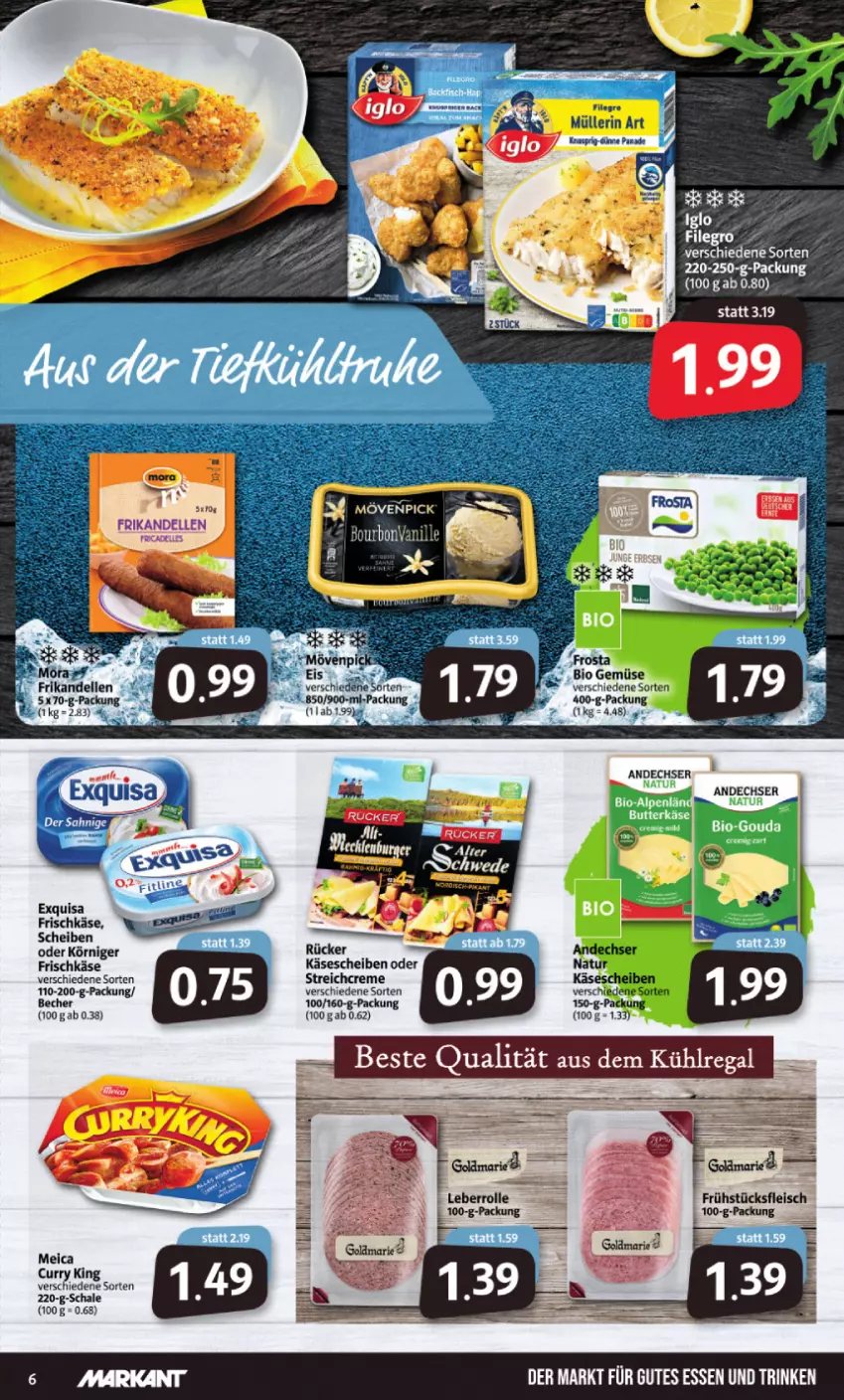 Aktueller Prospekt Markant - Prospekte - von 17.01 bis 22.01.2022 - strona 6 - produkty: aus dem kühlregal, Becher, bio, bio gemüse, creme, curry, dell, eis, elle, fleisch, frischkäse, frühstücksfleisch, Käse, käsescheiben, Körniger Frischkäse, kühlregal, meica, mövenpick, Müller, müllerin art, natur, regal, Schal, Schale