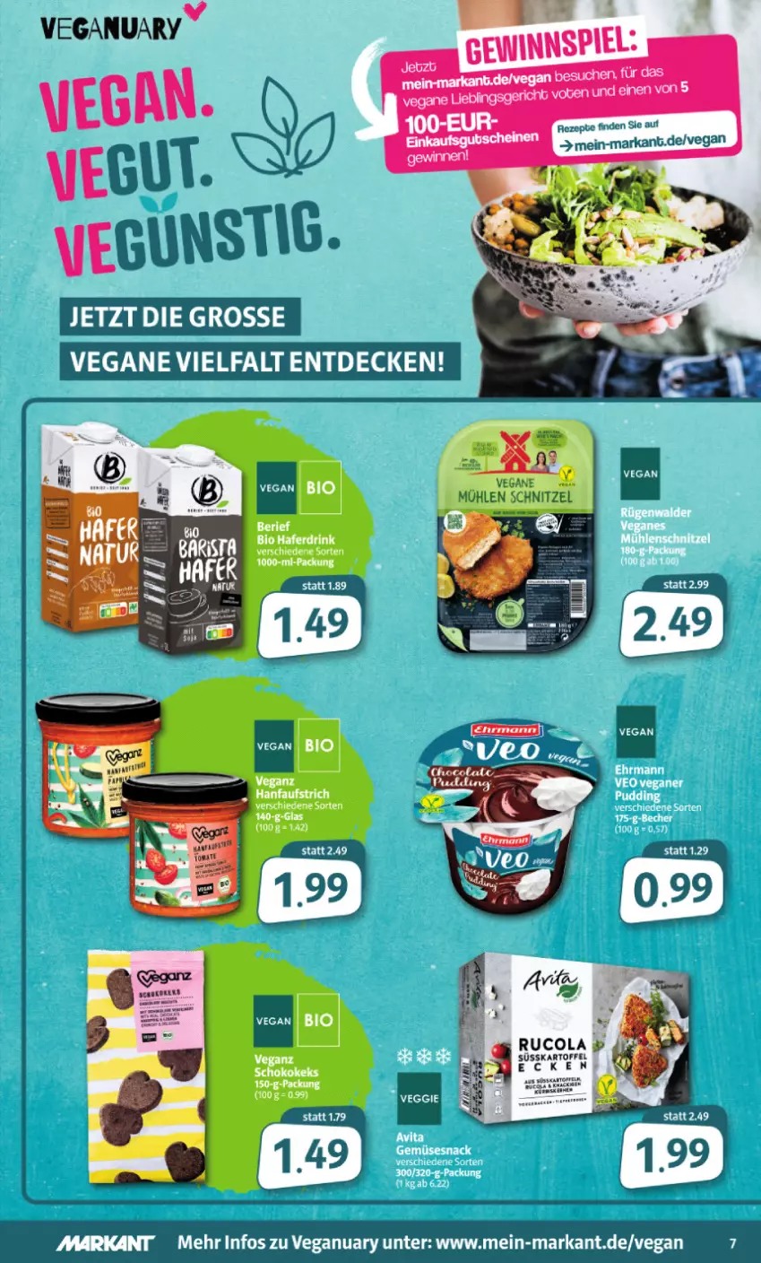 Aktueller Prospekt Markant - Prospekte - von 17.01 bis 22.01.2022 - strona 7 - produkty: aufstrich, Becher, bio, cola, gelee, kartoffel, rucola, snack, vita