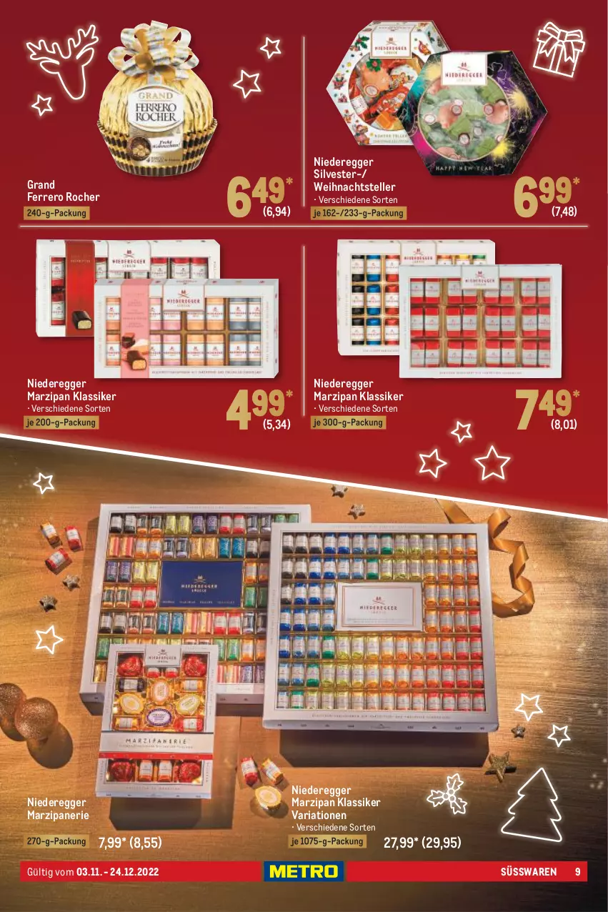 Aktueller Prospekt Metro - Präsentideen Spezial - von 03.11 bis 24.12.2022 - strona 9 - produkty: Egger, elle, ferrero, Ferrero Rocher, marzipan, Ria, süsswaren, teller, Ti