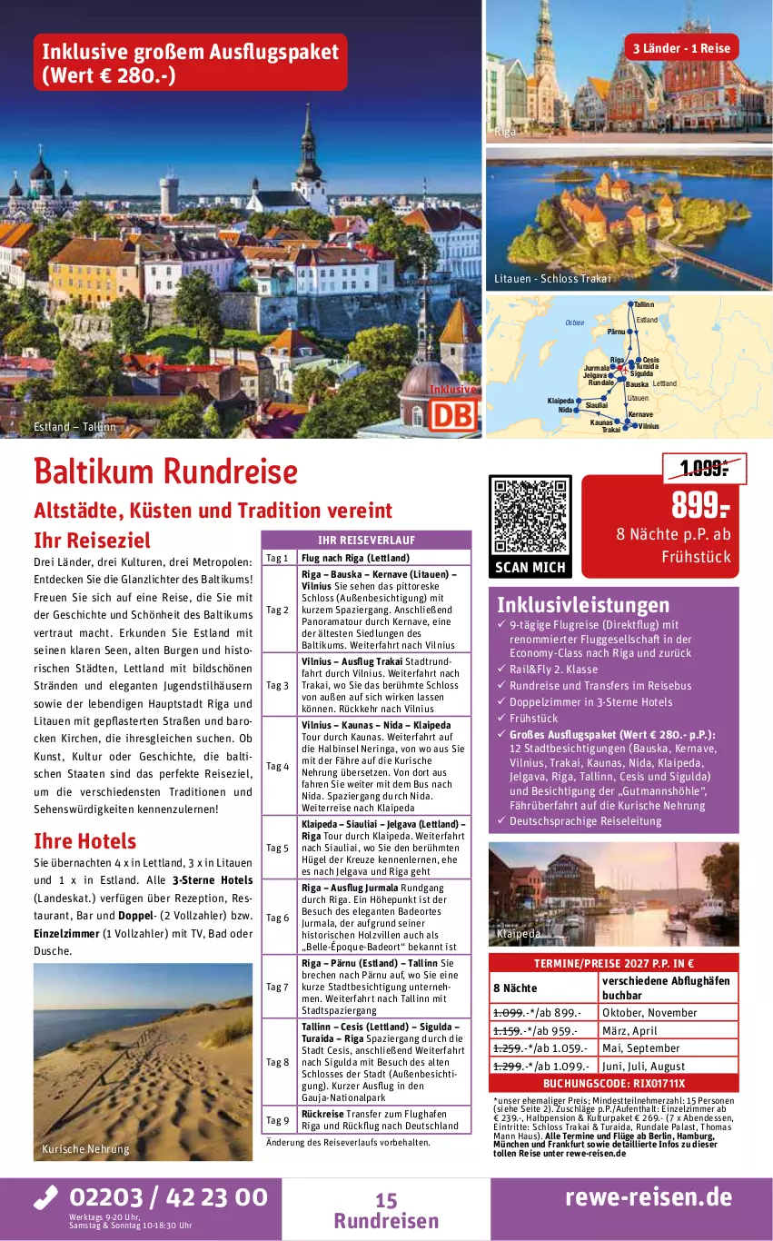 Aktueller Prospekt Rewe Reisen - Reiseprospekt - von 30.10 bis 25.12.2026 - strona 15 - produkty: Bad, Bau, buch, decke, deo, deutschsprachige reiseleitung, dusche, eis, elle, Holz, inklusivleistungen, LG, mac, Metro, pflaster, pril, rama, reis, reiseverlauf, rezept, ring, Ti, tisch, uhr