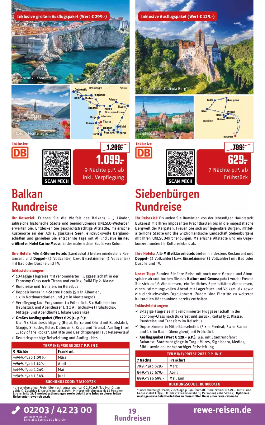 Aktueller Prospekt Rewe Reisen - Reiseprospekt - von 30.10 bis 25.12.2026 - strona 19 - produkty: Bad, Bau, buch, decke, deutschsprachige reiseleitung, dusche, eis, elle, getränk, getränke, harman, inklusivleistungen, monte, nuss, pril, Rana, reis, reiseverlauf, rel, Ria, rum, SANTE, Spezi, Ti, tisch, uhr, Wild