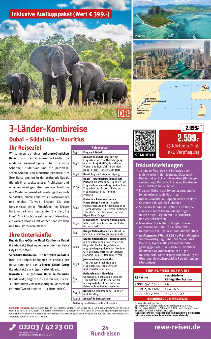 Aktueller Prospekt Rewe Reisen - Reiseprospekt - von 30.10 bis 25.12.2026 - strona 24 - produkty: amaro, axe, Bad, bett, Betten, buch, deutschsprachige reiseleitung, eis, elle, gin, inklusivleistungen, krüger, mandel, Metro, Mode, natur, puma, rama, reis, reiseverlauf, rel, Ria, rum, rwe, Ti, uhr, wasser, Wild, Yo