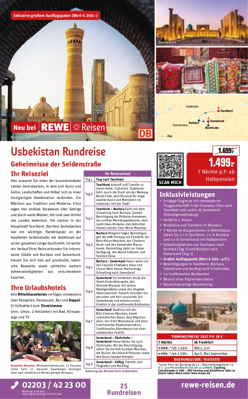 Aktueller Prospekt Rewe Reisen - Reiseprospekt - von 30.10 bis 25.12.2026 - strona 25 - produkty: Bad, Bau, beko, binden, brot, buch, decke, dell, deutschsprachige reiseleitung, eis, elle, Faktu, Heu, inklusivleistungen, LG, Maus, Metro, Mode, papier, pril, reis, reiseverlauf, rel, rezept, sac, SANTE, Ti, uhr, usb