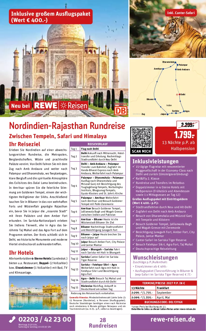 Aktueller Prospekt Rewe Reisen - Reiseprospekt - von 30.10 bis 25.12.2026 - strona 28 - produkty: Amber, Bad, buch, deutschsprachige reiseleitung, eier, eis, elle, ente, Heu, HP, inklusivleistungen, Manta, Metro, Mode, pril, reis, reiseverlauf, rel, rwe, saro, tee, Ti, uhr