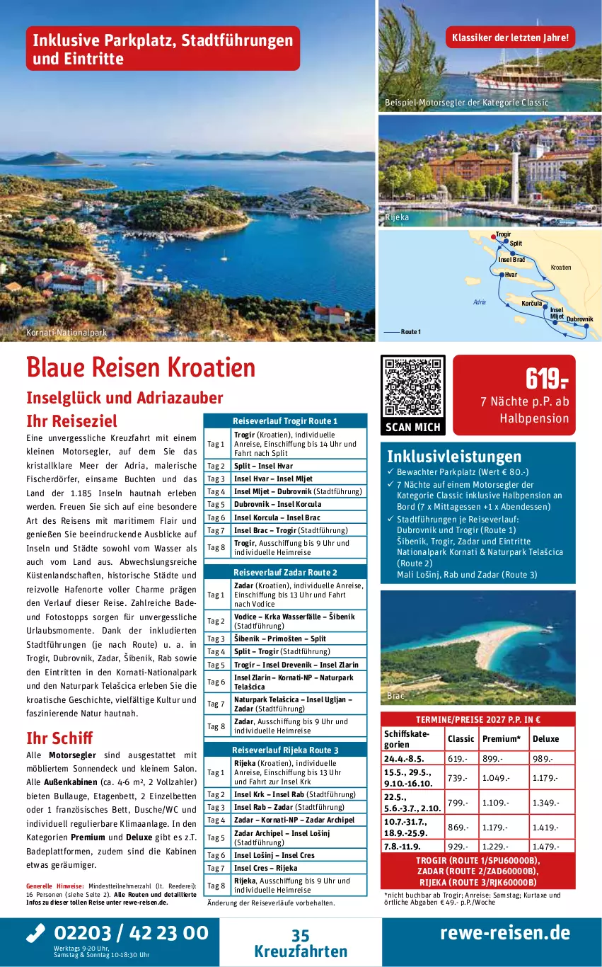Aktueller Prospekt Rewe Reisen - Reiseprospekt - von 30.10 bis 25.12.2026 - strona 35 - produkty: axe, Bad, bett, Betten, buch, dusche, eis, elle, ente, erde, Etagenbett, fisch, fische, Fischer, inklusivleistungen, korn, kreuzfahrten, kurtaxe, leine, LG, natur, reis, reiseverlauf, rel, Ria, Ti, tisch, uhr, usb, wasser, ZTE