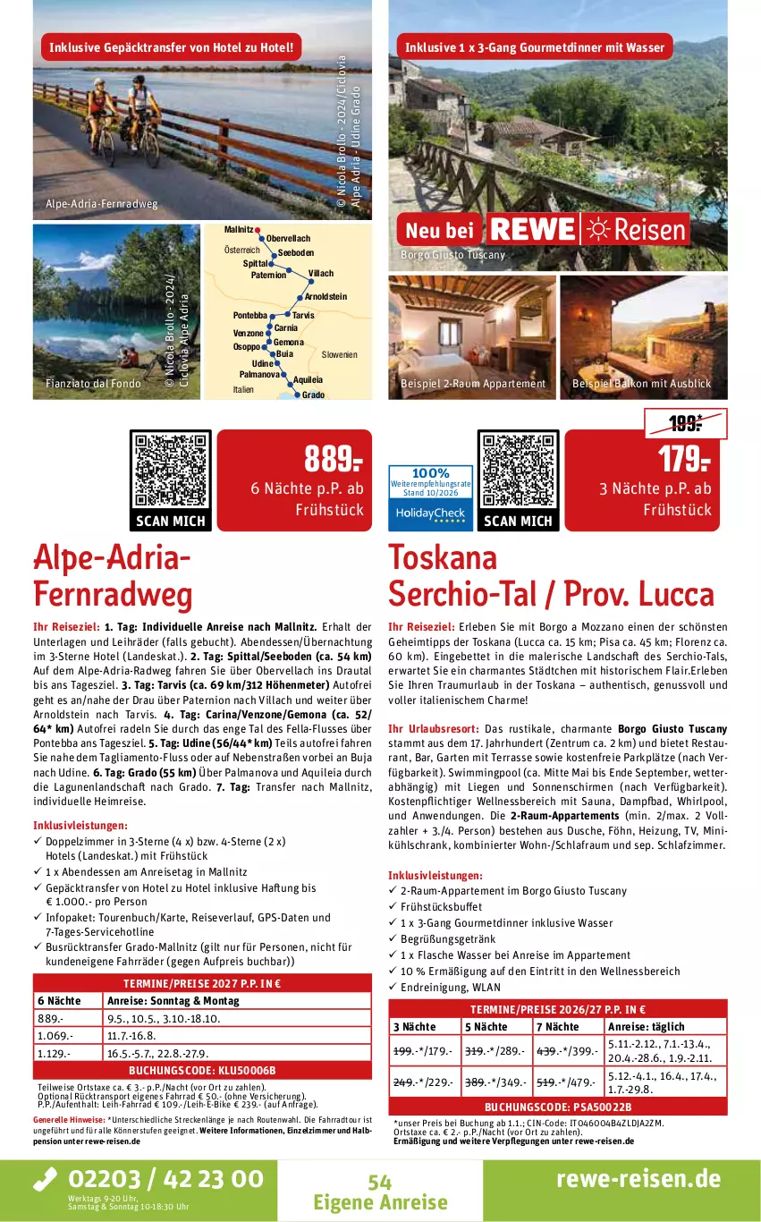 Aktueller Prospekt Rewe Reisen - Reiseprospekt - von 30.10 bis 25.12.2026 - strona 54 - produkty: auto, axe, Bad, bett, buch, cin, cola, dusche, E-Bike, eis, elle, Fahrrad, flasche, Garten, getränk, GPS, harman, inklusivleistungen, kühlschrank, Liege, lorenz, nuss, Oppo, pool, Reinigung, reis, reiseverlauf, rel, Ria, rum, schirme, schlafzimmer, Schrank, sonnenschirm, Sport, Ti, tisch, uhr, usb, wasser, wellnessbereich, Whirlpool