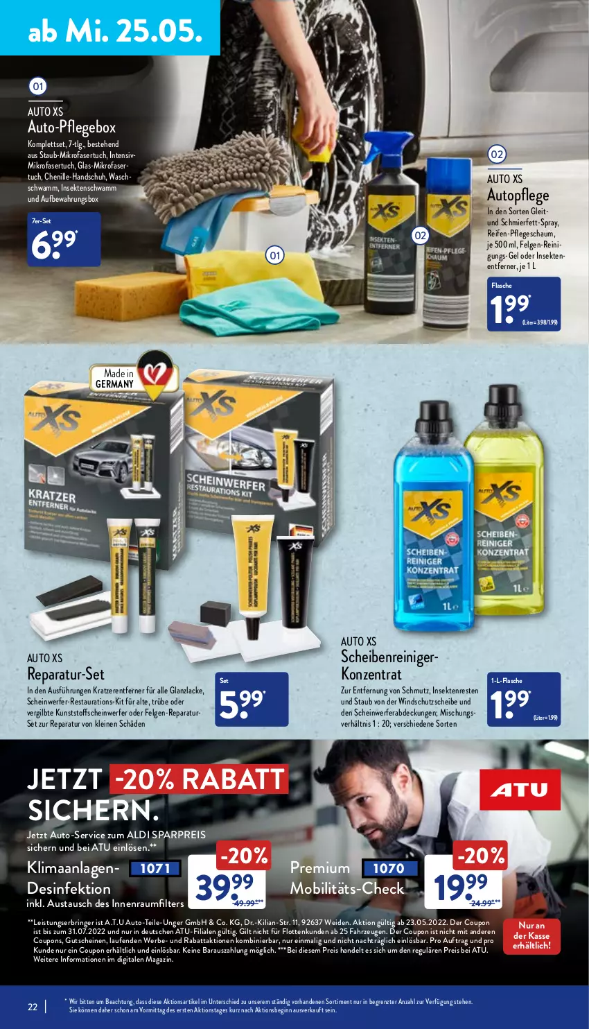 Aktueller Prospekt Aldi Nord - Aldi-Vorschau - von 23.05 bis 28.05.2022 - strona 22 - produkty: aldi, aufbewahrungsbox, aust, auto, coupon, coupons, Desinfektion, eis, felgen, flasche, Germ, gin, gutschein, gutscheine, lack, Lacke, Laufen, leine, LG, magazin, mikrofaser, reifen, reiniger, Reinigung, reis, ring, Scheibenreiniger, schwamm, sekt, Ti, topf, tuc, Windschutz, ZTE