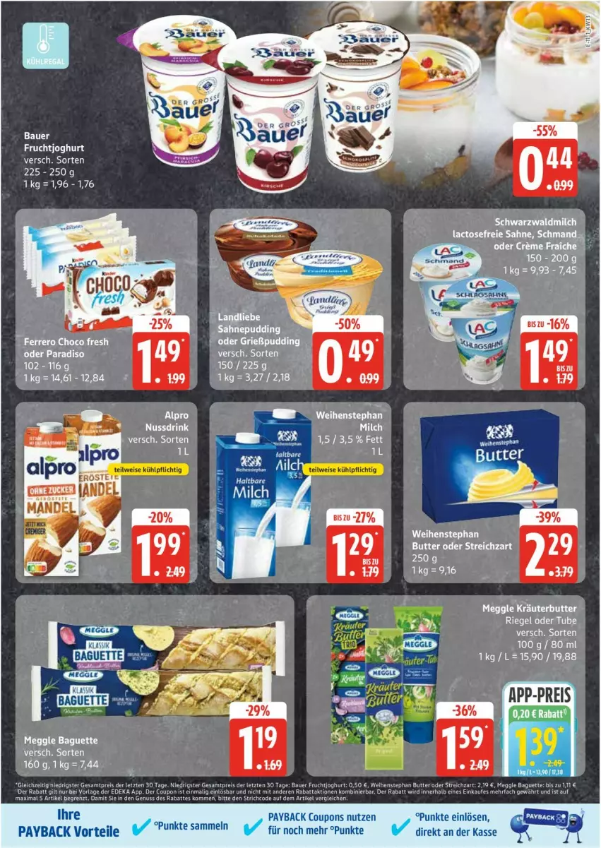 Aktueller Prospekt Edeka - Prospekte - von 24.03 bis 29.03.2025 - strona 11 - produkty: auer, baguette, Bau, Bauer, coupon, coupons, drink, eis, meggle, nuss, Nussdrink, payback, pudding, reis, riegel, sahne, schmand, ssd, Ti, weihenstephan