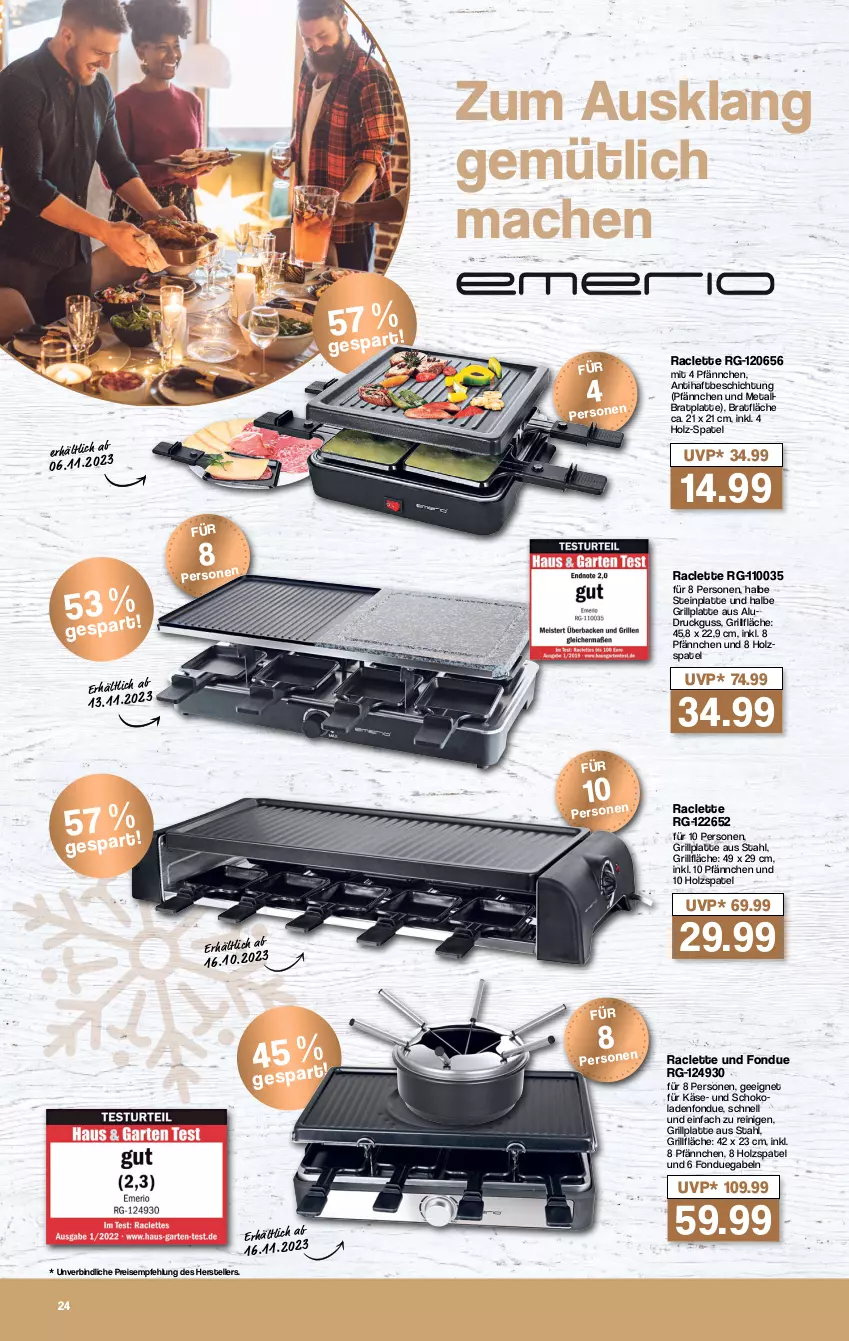 Aktueller Prospekt Famila - Prospekte - von 23.10 bis 14.12.2023 - strona 24 - produkty: eis, elle, Fondue, gabel, grill, grillfläche, grillplatte, Holz, Käse, latte, mac, reis, schoko, schokolade, schokoladen, teller, Ti