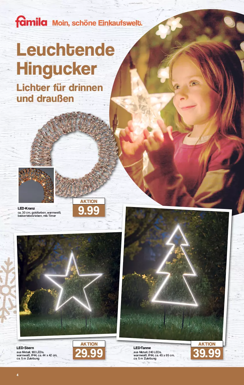 Aktueller Prospekt Famila - Prospekte - von 23.10 bis 14.12.2023 - strona 4 - produkty: batterie, Kranz, leds, Leuchte, leuchten, Ti, timer