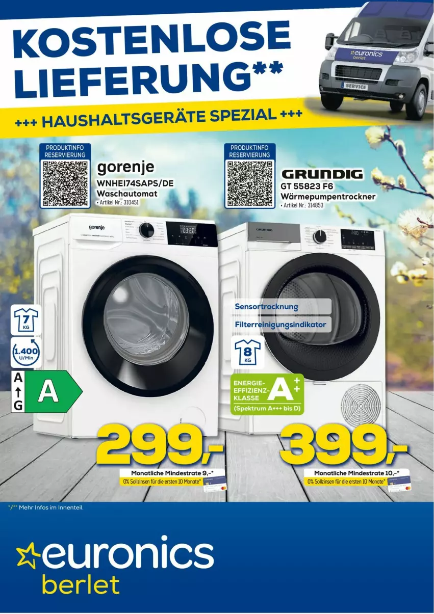 Aktueller Prospekt Euronics - Prospekte - von 08.03 bis 15.03.2023 - strona 1 - produkty: auto, eis, gorenje, grundig, Haushaltsgeräte, Reinigung, Spezi, Ti, Trockner, wärmepumpentrockner