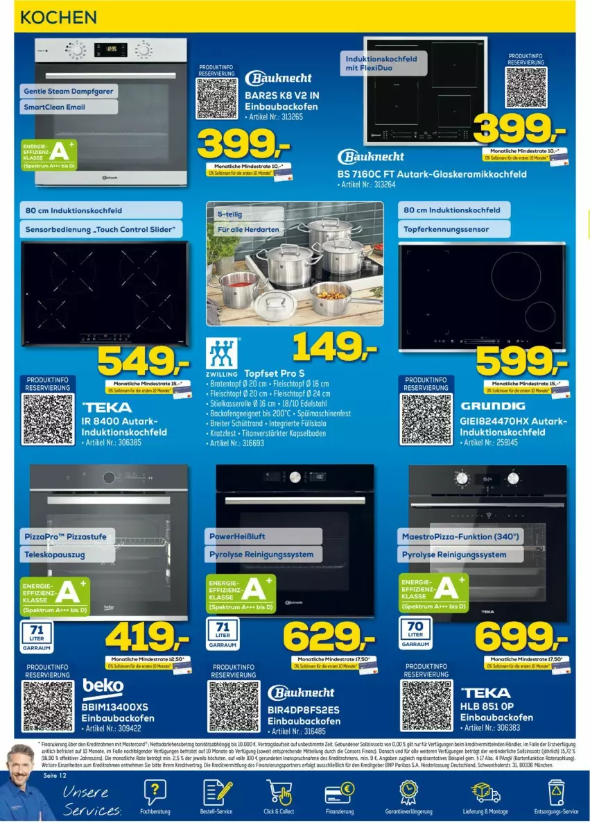 Aktueller Prospekt Euronics - Prospekte - von 08.03 bis 15.03.2023 - strona 12 - produkty: backofen, Bau, bauknecht, beko, Brei, brot, edelstahl, einbaubackofen, garraum, glaskeramik, glaskeramikkochfeld, induktionskochfeld, kochfeld, Ofen, pizza, Reinigung, rel, stielkasserolle, Teleskop, Ti