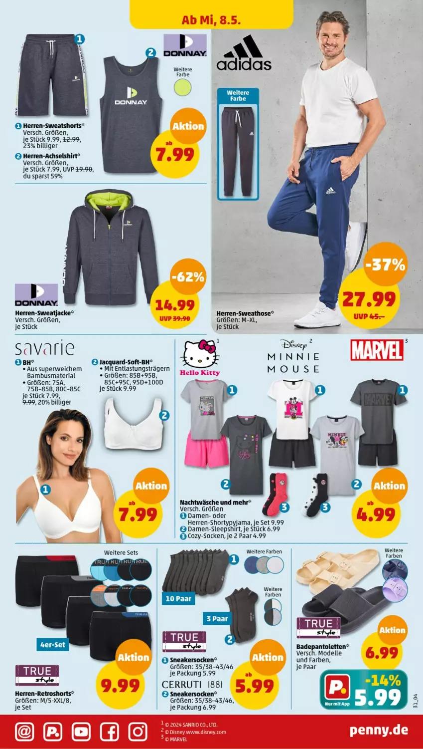 Aktueller Prospekt Penny - Prospekte - von 06.05 bis 11.05.2024 - strona 31 - produkty: Bad, bambus, dell, elle, hose, Jacke, Mode, pantolette, pantoletten, Pyjama, retroshorts, Ria, rwe, shirt, shorts, shorty, sleepshirt, sneaker, sneakersocken, socken, Sweathose, sweatjacke, sweatshorts, Ti