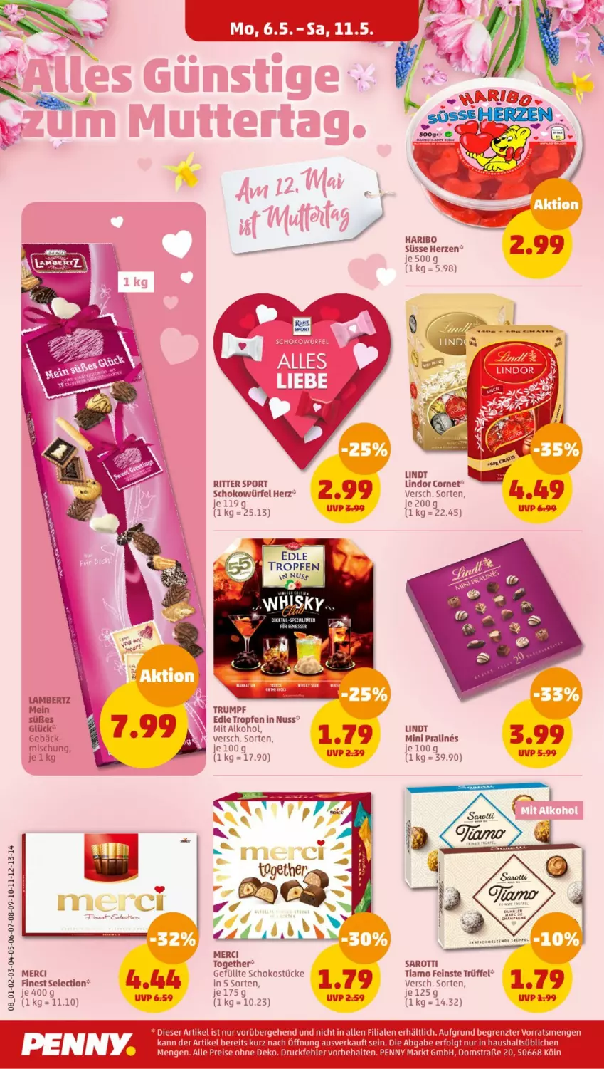 Aktueller Prospekt Penny - Prospekte - von 06.05 bis 11.05.2024 - strona 8 - produkty: acer, haribo, lindor, lindt, nuss, rel, ritter, ritter sport, saro, sarotti, schoko, Sport, Ti, Trüffel