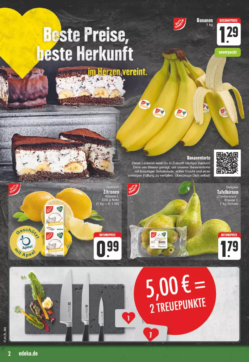 Aktueller Prospekt E Center - Angebote der Woche - von 24.04 bis 29.04.2023 - strona 2 - produkty: aktionspreis, banane, bananen, Birnen, discount, eis, frucht, reis, Schal, Schale, schoko, schokolade, tafelbirnen, Ti, torte