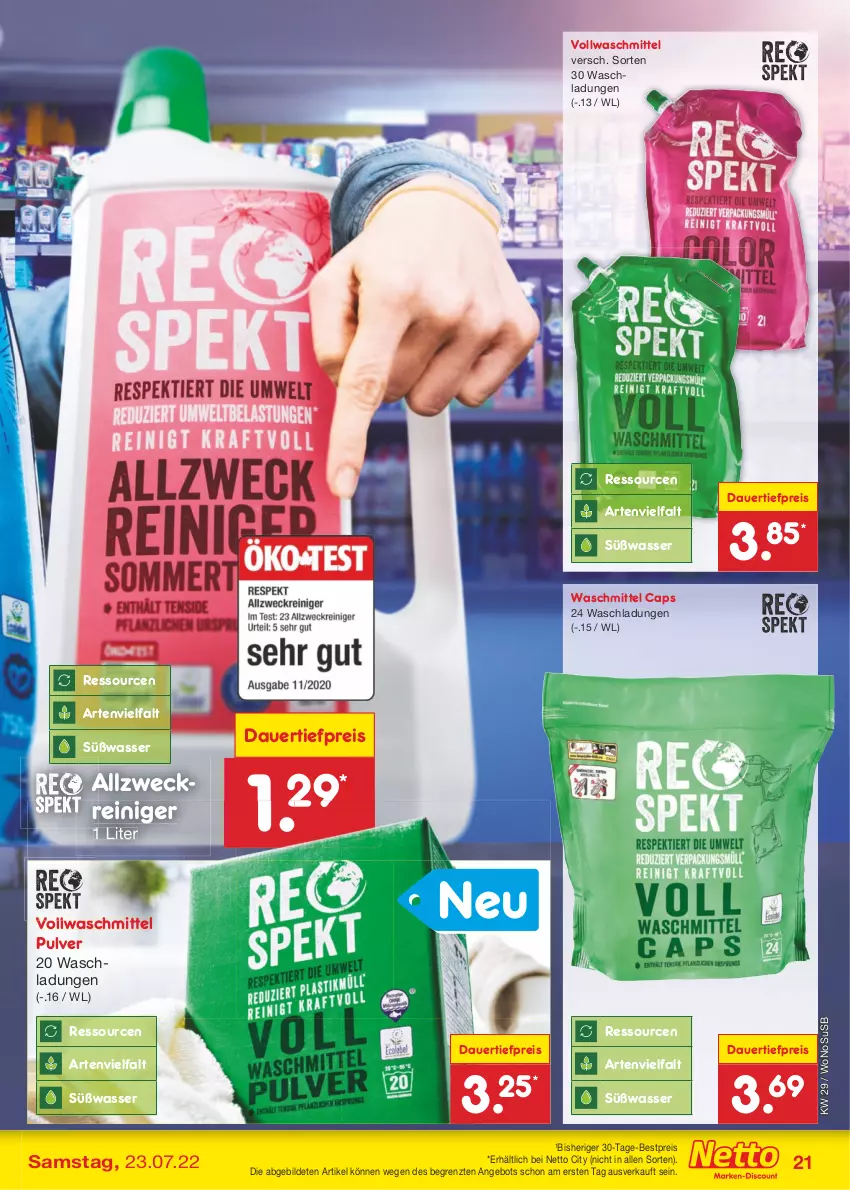 Aktueller Prospekt Netto Marken-Discount - Filial-Angebote - von 18.07 bis 23.07.2022 - strona 21 - produkty: allzweckreiniger, angebot, auer, bestpreis, Cap, dauertiefpreis, eis, reiniger, reis, Ti, tiefpreis, usb, vollwaschmittel, waschmittel, wasser, weck, ZTE