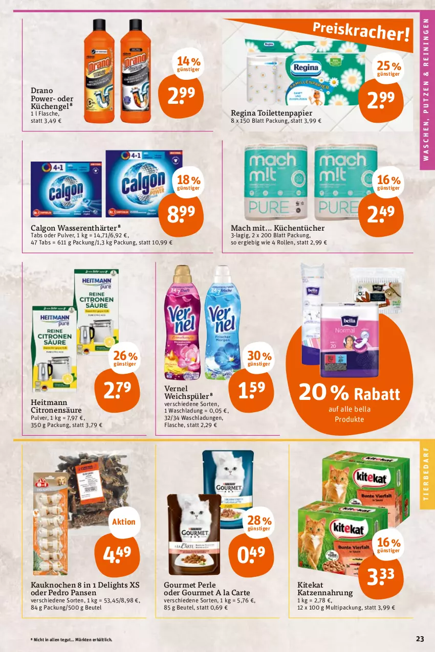 Aktueller Prospekt Tegut - Angebote der Woche - von 15.05 bis 20.05.2023 - strona 25 - produkty: beutel, calgon, Engel, flasche, gin, heitmann, katzennahrung, kitekat, küche, Küchen, küchentücher, LG, mac, papier, Ti, tierbedarf, toilettenpapier, tücher, vernel, wasser, wasserenthärter, weichspüler