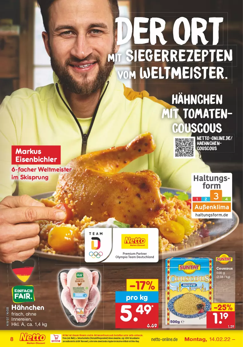 Aktueller Prospekt Netto Marken-Discount - Filial-Angebote - von 14.02 bis 19.02.2022 - strona 8 - produkty: couscous, eis, Meister, ndk, reis, rezept, rezepte, Ti, tomate, tomaten, versandkostenfrei