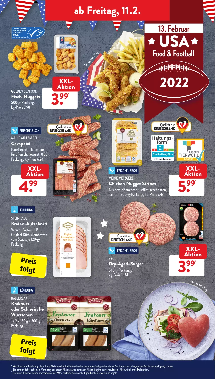 Aktueller Prospekt AldiSud - ALDI Aktuell - von 07.02 bis 12.02.2022 - strona 27 - produkty: alle artikel ohne dekoration, auer, aufschnitt, ball, braten, brustfilet, burger, cevapcici, dekoration, eis, filet, fisch, fische, Fischer, fleisch, gewürz, gin, hackfleisch, hähnchenbrust, hähnchenbrustfilet, krakauer, Kürbis, LG, nuggets, reis, rind, rindfleisch, Schere, schnitten, steinhaus, Ti, würstchen, ZTE