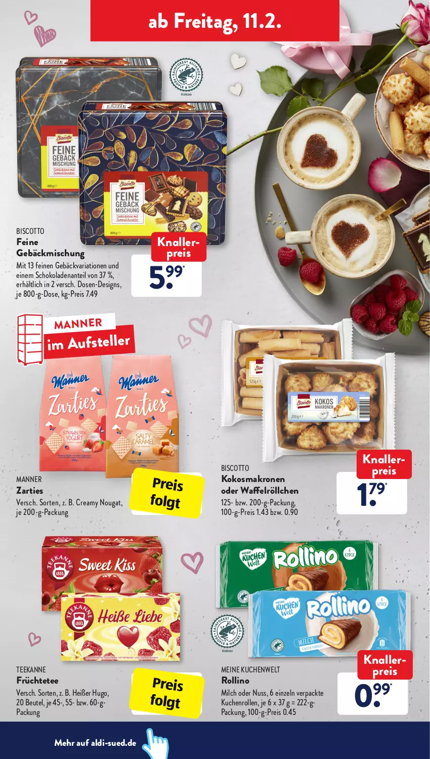 Aktueller Prospekt AldiSud - ALDI Aktuell - von 07.02 bis 12.02.2022 - strona 30 - produkty: aldi, beutel, bier, biscotto, eis, elle, Feine Gebäckmischung, früchte, Früchtetee, gebäckmischung, hugo, knallerpreis, kokos, krone, kuchen, LG, Manner, milch, nuss, reis, Ria, schoko, schokolade, schokoladen, tee, teekanne, teller, Ti, Waffelröllchen