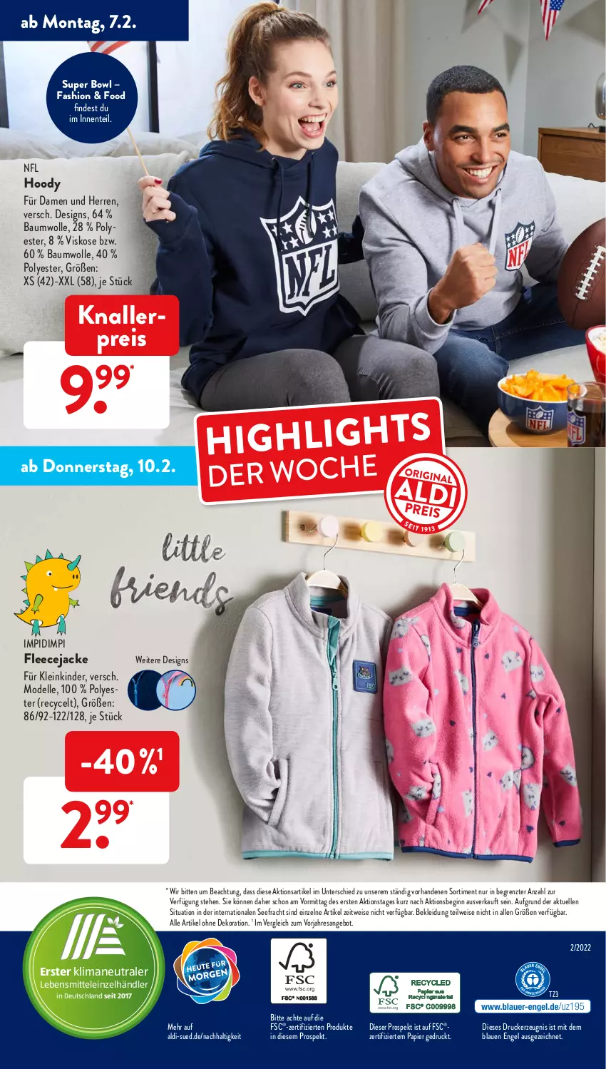 Aktueller Prospekt AldiSud - ALDI Aktuell - von 07.02 bis 12.02.2022 - strona 35 - produkty: aldi, alle artikel ohne dekoration, angebot, Bau, baumwolle, dekoration, dell, drucker, eis, elle, Engel, ente, Fleecejacke, gin, Jacke, kerze, Kinder, kleid, Kleidung, knallerpreis, lebensmittel, Mode, papier, reis, resa, Ti, wolle, ZTE