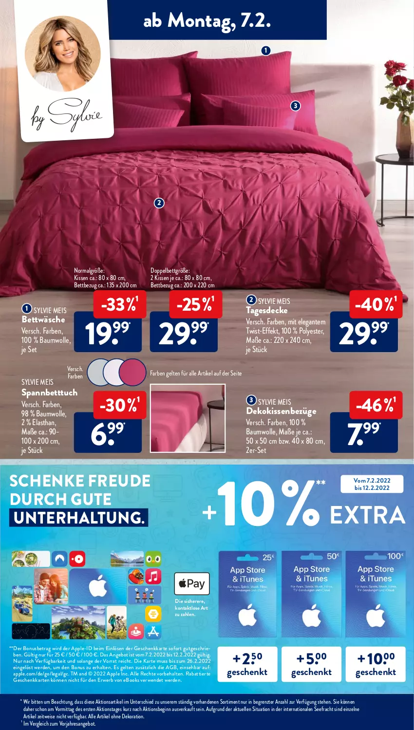 Aktueller Prospekt AldiSud - ALDI Aktuell - von 07.02 bis 12.02.2022 - strona 7 - produkty: alle artikel ohne dekoration, angebot, Apple, Bau, baumwolle, bett, Betttuch, bettwäsche, decke, dekokissen, dekoration, eis, elle, erde, gin, kissen, LG, resa, rwe, spannbetttuch, tagesdecke, Ti, tuc, usb, wolle, ZTE