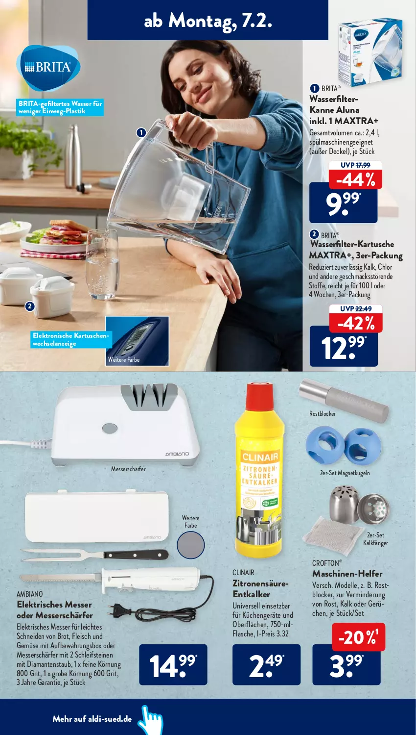 Aktueller Prospekt AldiSud - ALDI Aktuell - von 07.02 bis 12.02.2022 - strona 8 - produkty: aldi, ambia, asti, aufbewahrungsbox, brita, brot, Clin, Crofton, crofton®, decke, Deckel, dell, eis, Elan, Elektro, elle, entkalker, flasche, fleisch, küche, Küchen, Kugel, mac, Maxtra, messer, Mode, reis, spülmaschinen, Ti, und gemüse, wasser, wasserfilter, zitrone, zitronen