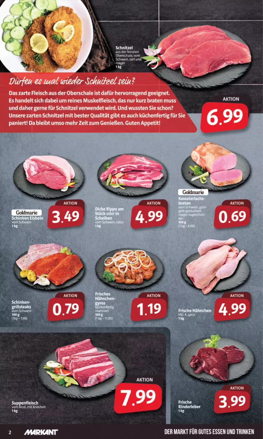 Aktueller Prospekt Markant - Prospekte - von 15.01 bis 20.01.2024 - strona 2 - produkty: braten, eis, fleisch, gutes essen, küche, Küchen, rind, rwe, Schal, Schale, schnitzel, schwein, tee, Ti, wein