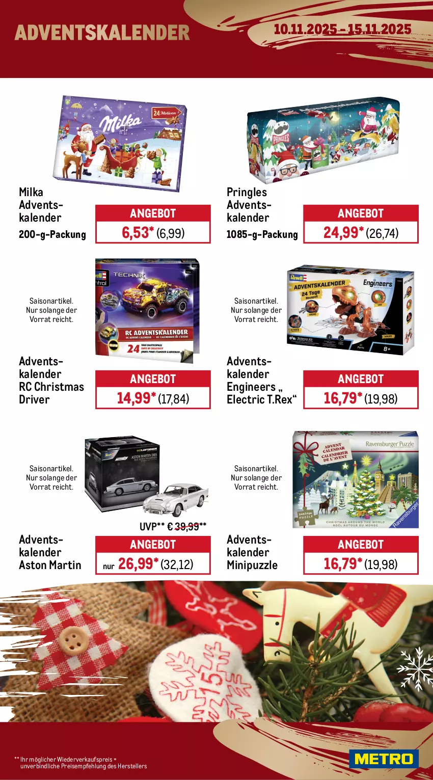 Aktueller Prospekt Metro - Wochen-Angebote - von 10.11 bis 15.11.2025 - strona 13 - produkty: Adventskalender, angebot, eis, elle, gin, Kinder, leine, lindt, milka, pringles, Puzzle, reis, ring, teller, Ti